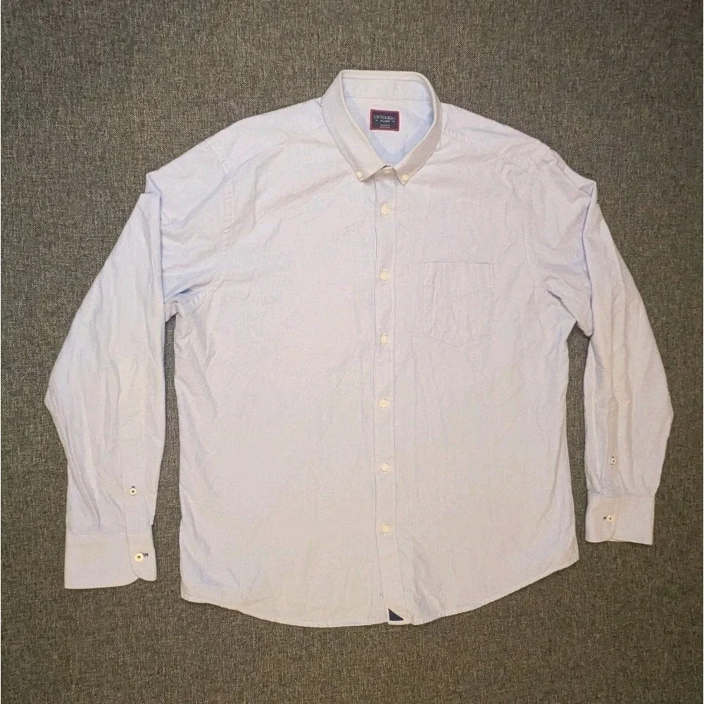 Untuckit Mens XL Button Down Shirt Light Blue Cotton Collared Long Sleeve